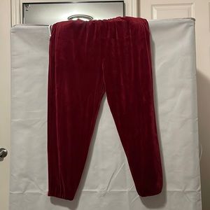 red velvet joggers with pockets